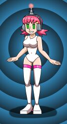 antenna breasts female_only fembot femsub happy_trance headphones hypnotic_accessory large_breasts latex leotard nintendo pink_hair pokemon pokemon_heartgold_and_soulsilver robotization short_hair smile solo spiral_eyes supertechno324 symbol_in_eyes tech_control thighhighs twintails whitney rating:Questionable score:19 user:SuperTechno324
