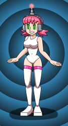 antenna breasts female_only fembot femsub happy_trance headphones hypnotic_accessory large_breasts latex leotard nintendo pink_hair pokemon pokemon_heartgold_and_soulsilver robotization short_hair smile solo spiral_eyes supertechno324 symbol_in_eyes tech_control thighhighs twintails whitney rating:Questionable score:20 user:SuperTechno324