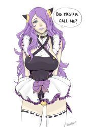 breasts bzurrrf_(colorist) camilla_(fire_emblem_fates) dialogue female_only femsub fire_emblem fire_emblem_fates happy_trance ikebanakatsu large_breasts long_hair maid nintendo panties purple_hair ribbon spiral_eyes symbol_in_eyes text thighhighs underwear rating:safe score: user:bzurrrf