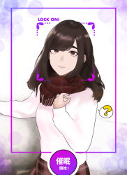 aware black_hair brown_eyes clothed confused female_only hypnotic_accessory hypnotic_app pikumario rating:Safe score:13 user:Bootyhunter69