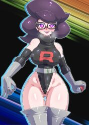  corruption evil_smile female_only glowing_eyes leotard makeup nintendo nun_(artist) pokemon pokemon_sun_and_moon team_rocket wicke  rating:questionable score: user:hattori