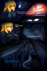 absurdres bowsette breasts cleavage comic erect_nipples large_breasts new_super_mario_bros._u_deluxe nintendo nipple_penetration pussy rikatsuky speech_bubble super_crown super_mario_bros. symbiote tentacles text rating:Explicit score:25 user:sk00