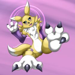  androgynous digimon domedvortex feet foot_focus furry happy_trance non-human_feet open_mouth paws renamon  rating:questionable score: user:domedvortex