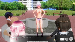 3d antenna arms_above_head aware belt blue_eyes blush body_control boots bra breasts brown_hair business_suit collar crown dialogue embarrassed glasses hitori humiliation jewelry multiple_girls original panties posed purple_eyes purple_hair remote_control short_hair tech_control text underwear undressing unhappy_trance rating:Questionable score:4 user:ihaveacuteturtle