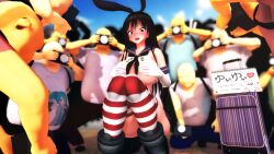 3d animal_ears aquinasmmd aware black_hair blush breasts bunny_girl camera confused cosplay embarrassed empty_eyes exhibitionism fake_animal_ears gloves heart humiliation kantai_collection large_breasts long_hair miniskirt open_clothes opera_gloves pasties shimakaze_(kantai_collection) skirt squatting thong thought_bubble to_love_ru yui_kotegawa rating:Explicit score:6 user:Disastermaster55