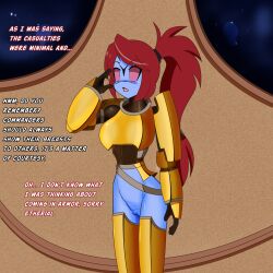 alien altered_common_sense armor bottomless clothed_exposure femsub ponytail red_hair shadowsun text warhammer_40k rating:Questionable score:18 user:IDPet