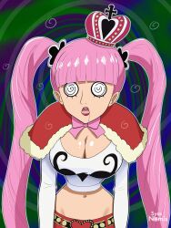  cleavage dazed drool femsub midriff one_piece perona pink_hair spiral_eyes syas-nomis  rating:safe score: user:jabberwocky