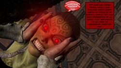 3d absurdres angry bondage breasts brown_hair comic dialogue dreadlocks female_only femdom femsub glowing glowing_eyes green_skin hypnotic_eyes hypnotic_voice large_breasts long_hair magic mantra muscle_girl orc orc_girl red_eyes red_hair resisting text the_mad_prince rating:Questionable score:2 user:TheMadPrince