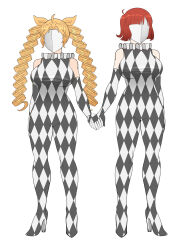 bare_shoulders blonde_hair bodysuit breasts drill_hair drone dronification expressionless faceless female_only femsub gloves high_heels holding_hands latex mask multiple_girls multiple_subs omi_g opera_gloves orange_hair original short_hair sonia_(the_goddess_sonia) standing tortellini_(whatapizzashit) twintails rating:Questionable score:28 user:GoldenGang-Star