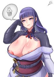 breasts femsub genshin_impact gloves goddess huge_breasts long_hair milk purple_eyes purple_hair raiden_shogun_(genshin_impact) yeowasae rating:Questionable score:20 user:SexyHex