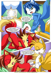 all_fours bbmbbf blonde_hair blue_hair bottomless brown_hair collar comic crossover femsub fiona_fox fox_boy fox_girl furry hypnotic_accessory krystal li_moon long_hair miles_tails_prower nintendo nude open_mouth palcomix penis pussy pussy_juice short_hair sonic_the_hedgehog_(series) star_fox tech_control text topless rating:Explicit score:19 user:AngelCam7