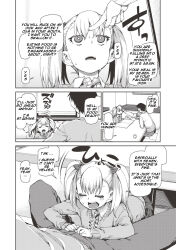 absurdres akitsuki_itsuki blonde_hair brother_and_sister comic femsub greyscale hard_translated incest kneeling maledom open_mouth original ribbon school_uniform text tie translated twintails rating:Questionable score:75 user:HypnoMangaEditor