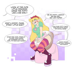 age_regression blonde_hair blush boots diaper disney dress drool fart femsub hair_band happy_trance kyxangrazic long_hair maledom scat star_butterfly star_vs_the_forces_of_evil text thighhighs toilet tongue tongue_out urination rating:Explicit score:30 user:Sleepyhead97