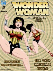 black_hair blue_eyes breasts cleavage dc_comics donna_troy female_only femsub large_breasts polmanning ponytail spiral_eyes super_hero symbol_in_eyes text western wonder_girl wonder_woman rating:Questionable score:115 user:PolManning