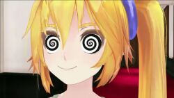  3d animated animated_eyes_only animated_gif blonde_hair female_only femsub happy_trance helenahunter miku_hypno neru_akita side_ponytail smile solo spiral_eyes symbol_in_eyes vocaloid  rating:safe score: user:hypnobae