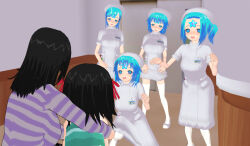 3d 3d_custom_girl black_hair blue_hair blush breasts femsub happy_trance hat large_breasts mother_and_daughter multiple_girls nurse original parasite symbol_in_eyes rating:Questionable score:8 user:Sleepyhead97