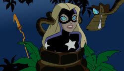 awesome80 blonde_hair coils dc_comics disney expressionless femsub hypnotic_eyes kaa kaa_eyes long_hair mask open_mouth snake stargirl super_hero the_jungle_book rating:safe score: user:saintzero