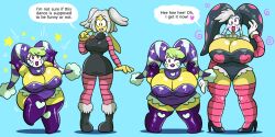  breast_expansion breasts cheeks crossed_eyes female_only femsub huge_breasts jester prinnydood tagme text transformation unfocused_eyes  rating:questionable score: user:eldomtom2