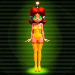 3d animated animated_gif antenna breasts brown_hair cleavage clothed erect_nipples female_only fembot femsub happy_trance headphones hypnotic_accessory latex long_hair nintendo onmodel3d princess princess_daisy robotization smile solo spiral_eyes super_mario_bros. symbol_in_eyes tech_control thighhighs rating:Questionable score:78 user:SuperTechno324