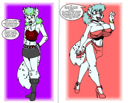 absurdres before_and_after bimbofication brain_drain breast_expansion breasts cleavage corruption crazycowproductions female_only femsub furry happy_trance large_breasts small_breasts smile snow_leopard_girl text rating:Questionable score:69 user:Longma
