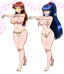 barefoot blue_hair breasts brown_hair cleavage earrings femsub glowing glowing_eyes hypnotic_audio hypnotic_music jewelry lady_kayura large_breasts long_hair mia_koji multiple_girls multiple_subs open_mouth ponytail ronin_warriors shrunken_irises venus_bikini yensh zombie_walk rating:Questionable score:120 user:daveyboysmith9