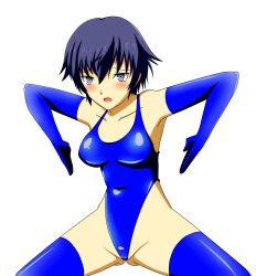 blue_hair blush boots breasts femsub gloves haigure large_breasts leotard naoto_shirogane open_mouth opera_gloves persona_(series) persona_4 short_hair simple_background thigh_boots unhappy_trance rating:Questionable score:5 user:Sleepyhead97
