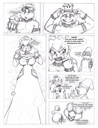 bowser bowsette breasts comic crazycowproductions femsub genderswap greyscale large_breasts magic magic_wand magikoopa new_super_mario_bros._u_deluxe nintendo studded_collar super_crown super_mario_bros. text traditional transformation rating:Safe score:49 user:Hypnogaldaphne