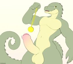 alligator_boy balls bottomless dabelette erection furry green_eyes green_skin male_only maledom navel nude open_mouth original pendulum penis pov pov_sub scales scalie simple_background smile solo standing tail topless white_background yellow_eyes rating:Explicit score:6 user:Stopmeplease