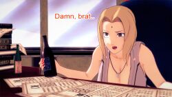 aware beer blonde_hair brown_eyes clothed dialogue dogdog english_text female_only naruto_(series) solo text tsunade rating:Safe score:0 user:Bootyhunter69