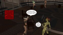3d abs absurdres breasts brown_hair comic dialogue dreadlocks female_only femdom femsub green_hair green_skin large_breasts long_hair multiple_girls multiple_subs muscle_girl orc orc_girl red_hair short_hair text the_mad_prince rating:Questionable score:0 user:TheMadPrince