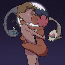 barefoot blonde_hair blush bottomless breasts dark_skin duskull feet female_only femsub ghost glacia kissing kyrielle night nintendo nude phoebe_(pokemon) pokemon pokemon_(creature) pokemon_omega_ruby_and_alpha_sapphire possession short_hair shuppet sub_on_sub topless western yuri rating:Questionable score:53 user:Kyrielle