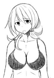 absurdres bra drool empty_eyes expressionless myuk original ponytail sketch traditional underwear rating:questionable score: user:myuk