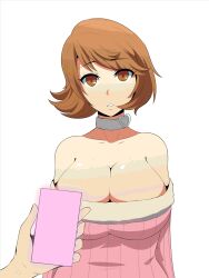 animated animated_gif breasts brown_eyes brown_hair choker exposed_chest femsub hypnotic_screen large_breasts large_nipples naver open_mouth persona_(series) persona_3 short_hair spiral_eyes sweater symbol_in_eyes tech_control yukari_takeba rating:Questionable score:242 user:ghost13