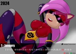 black_sclera breasts eyelashes flashpointgear glowing glowing_eyes hedgehog_girl large_breasts looking_at_viewer lying on_back pink_eyes pink_hair posing red_lipstick robot robot_girl robotization smile sonia_the_hedgehog sonic_the_hedgehog_(series) sonic_underground rating:Questionable score:34 user:sluggy_free