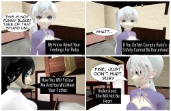 3d absurdres blake_belladonna blue_eyes cat_ears cat_girl collar comic femsub graybot hypnotic_accessory rwby tech_control tepmarmy text weiss_schnee rating:Questionable score:12 user:BlueMonday1984