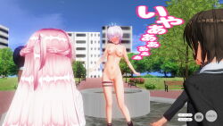 3d antenna ass aware belt blue_eyes blush body_control boots bouncing_breasts bra breasts brown_hair business_suit collar crown dialogue embarrassed glasses hitori humiliation jewelry large_breasts multiple_girls nipples original panties purple_eyes purple_hair remote_control short_hair tech_control text underwear undressing unhappy_trance rating:Explicit score:5 user:ihaveacuteturtle
