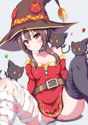  blush breasts brown_hair hat kono_subarashii_sekai_ni_shukufuku_wo! megumin_(konosuba) ni_tamagoex sweat  rating:questionable score: user:mattlau04