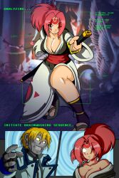 baiken blonde_hair breasts femsub guilty_gear kimono large_breasts maledom p.chronos red_hair robo-ky robot short_hair spiral tech_control text whitewash_eyes rating:Questionable score:64 user:hypno