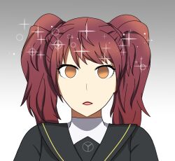 dazed empty_eyes femsub persona_(series) persona_4 red_hair rise_kujikawa simple_background soex sparkle tagme rating:safe score: user:soex