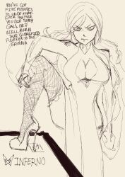 dress female_only fishnets gguy123 greyscale high_heels original text rating:questionable score: user:gguy123
