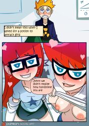 accel_art blonde_hair blush breasts brother_and_sister comic femsub glasses happy_trance heart incest johnny_test johnny_test_(series) long_hair mary_test red_hair short_hair susan_test sweat text topless undressing rating:questionable score: user:thegoodshank