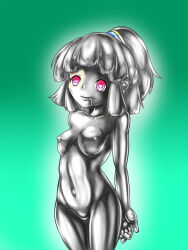 aogane arle bottomless breasts female_only femsub heart heart_eyes liquid_metal long_hair nude pink_eyes ponytail puyo_puyo solo standing standing_at_attention symbol_in_eyes tagme topless rating:Explicit score:8 user:hamqs1445