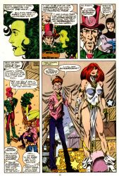 bare_legs breasts comic femsub green_hair green_skin high_heels large_breasts long_hair maledom marvel_comics official open_mouth red_hair ringmaster she-hulk super_hero text western rating:Questionable score:11 user:AcidPanic