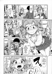 akitsuki_itsuki blush breasts cleavage comic dazed drill_hair empty_eyes femsub glasses greyscale hard_translated large_breasts long_hair maledom open_mouth original school_uniform short_hair text translated rating:Questionable score:46 user:Tertorius