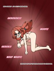 accidental_hypnosis cat_girl dog_pose empty_eyes female_only femdom femsub hypnotized_hypnotist idpet nude pet_play red_hair ries_argent scherazard_harvey squatting text the_legend_of_heroes trigger yuri rating:Questionable score:6 user:IDPet