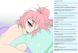 ambiguous_pov bed blue_eyes breasts caption crystal_(zko) drool female_only femsub humor large_breasts looking_at_viewer masturbation orgasm_denial original pink_hair ponytail pov pov_dom sleeping solo text user_interface webcam zko rating:Questionable score:183 user:Zko