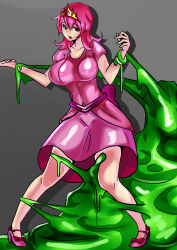 breasts crown femsub high_heels jewelry large_breasts long_hair monster original pink_hair slime tentacles zxc rating:Questionable score:19 user:TheGoodShank