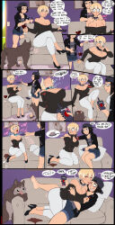androgynous barefoot black_hair blonde_hair brain brain_drain breasts cleavage collar comic dazed dialogue dog drool electricity english_text feet femsub forced_orgasm high_heels incest large_breasts leggings legs licking maledom milf mind_break mother_and_son open_mouth orgasm original pet_play pussy_juice shadman short_hair speech_bubble studded_collar symbol_in_eyes tech_control text western wet_clothes yoga_pants rating:Questionable score:354 user:AcidPanic