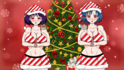 absurdres blue_eyes blue_hair breasts candy_cane christmas christmas_tree cleavage female_only femsub happy_trance hat hypnohouse large_breasts open_mouth purple_eyes purple_hair sailor_mercury sailor_moon_(series) sailor_saturn santa_hat short_hair smile spiral_eyes standing standing_at_attention symbol_in_eyes rating:Questionable score:37 user:daveyboysmith9