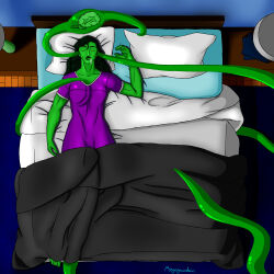 absurdres all_the_way_through bed brain brain_injection brain_sucking brainless corruption drool ear_sex external_brain female_only femsub green_hair green_skin jennifer_walters lobotomy long_hair marvel_comics megaguardain nightgown open_mouth she-hulk sleeping super_hero tentacles the_brain-eating_evil_meteor the_grim_adventures_of_billy_and_mandy rating:Questionable score:31 user:Megaguardain